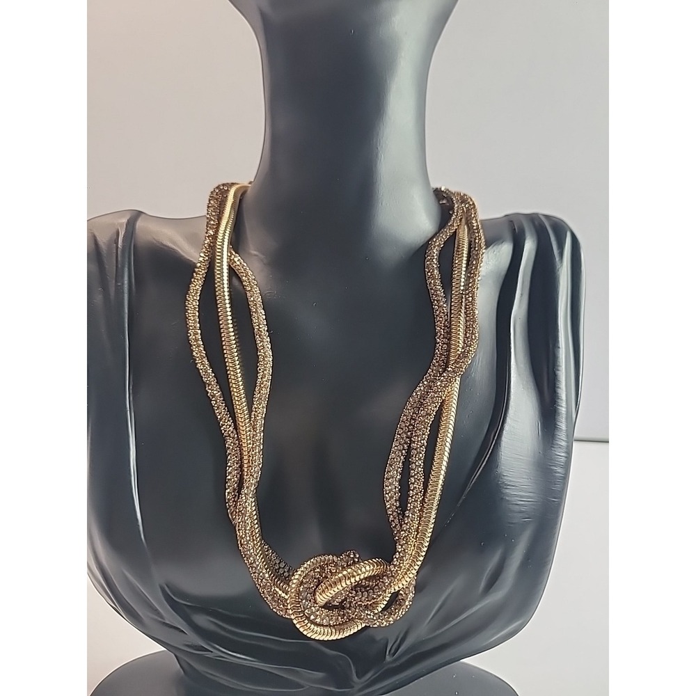 Vintage Style Gold Tone Knot Necklace Layered Chain Fashion Jewelry